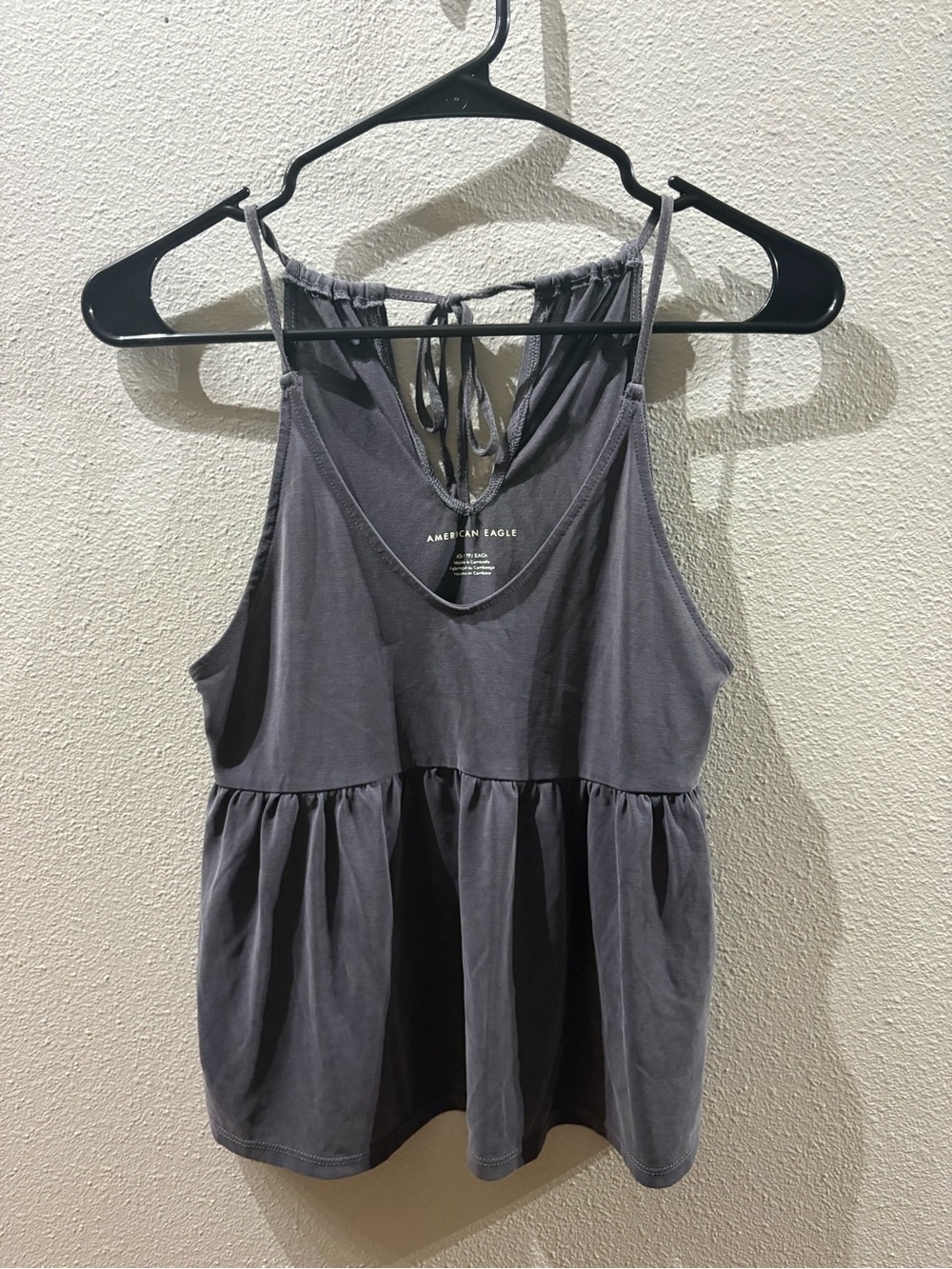 American Eagle Charcoal Wash Babydoll Peplum Cami Tank Top Size XS